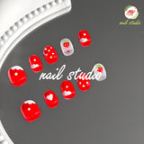 Cute Strawberry and Polka Dot Press-On Nails