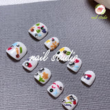 Colorful Floral and Gem Embellished Press-On Nails