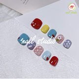 Colorful and Playful Polka Dot and Heart Press-On Nails