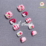 Sweet Red and Pink Plaid and Polka Dot Press-On Nails