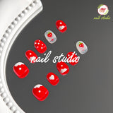 Cute Strawberry and Polka Dot Press-On Nails