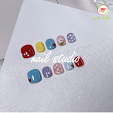 Colorful and Playful Polka Dot and Heart Press-On Nails