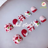 Sweet Red and Pink Plaid and Polka Dot Press-On Nails