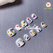 Colorful Floral and Gem Embellished Press-On Nails