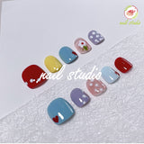 Colorful and Playful Polka Dot and Heart Press-On Nails