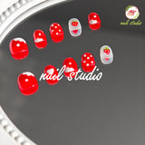 Cute Strawberry and Polka Dot Press-On Nails