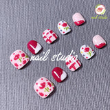 Sweet Red and Pink Plaid and Polka Dot Press-On Nails