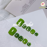 Vibrant Green Glitter Press-On Toe Nails